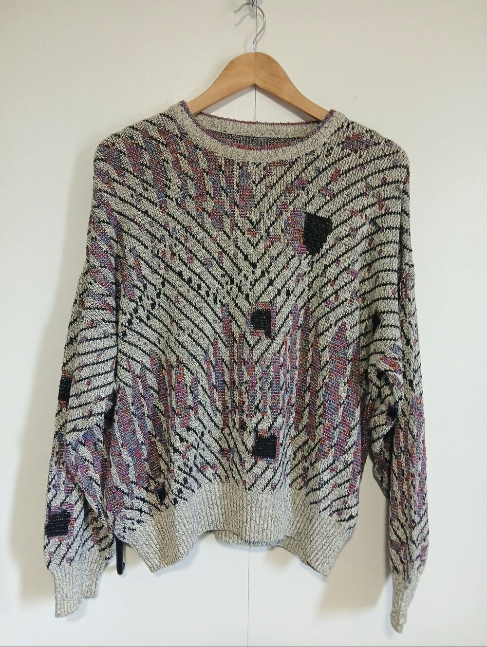​Vintage 80s Made in Italy Abstract Geometric Knit Sweater Mens Large